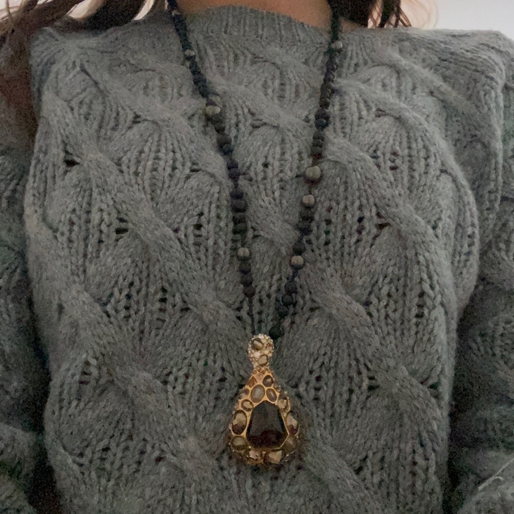 Alexis Bittar Gold black crystal pendant necklace